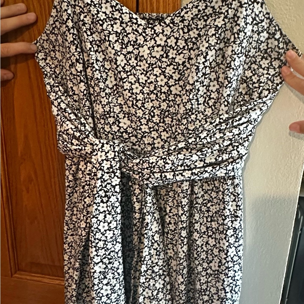 Floral Navy and White Dress
